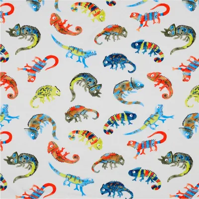 Produktbild von Jersey Kinderstoff Chamäleon ab 0,5x1,5m Baumwollstoff Kindermotiv