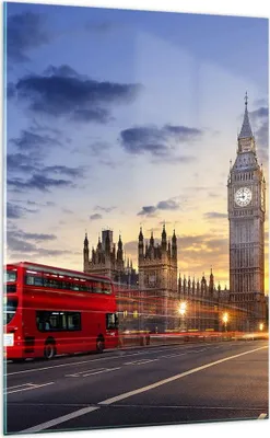 Produktbild von Bilder auf glas - Einteilig - London Bus - 70x100cm - Glasbilder - Wandbilder - Bilder - Kunstdruck - zum Aufhängen bereit - Wanddekoration aus Glas - Glas Bilder - Wandbild auf Glas - GPA70x100-3592