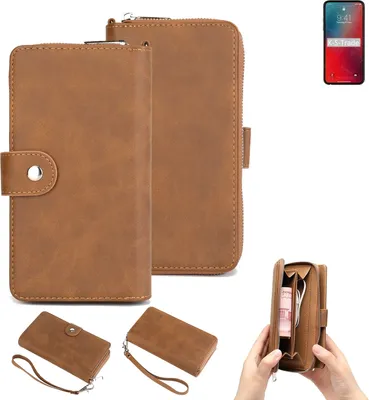 Produktbild von K-S-Trade Handyhülle Schutzhülle kompatibel mit Apple iPhone 12 Pro & Portemonnee Tasche Handytasche Case Etui Geldbörse Wallet braun (1x)