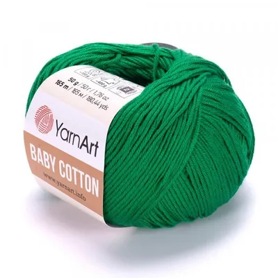 A ball of green yarn with a label.