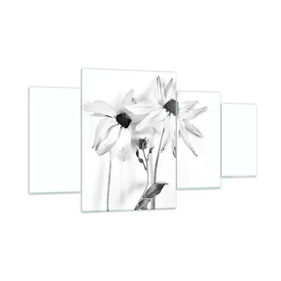 Produktbild von Bilder auf glas - 4 Teile - Verwelkt Blumen Monochrom - 160x90cm - Glasbilder - Wandbilder - Bilder - zum Aufhängen bereit - Wanddekoration aus Glas - Glas Bilder - Wandbild auf Glas - GDL160x90-4737