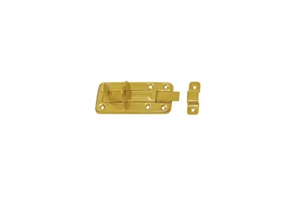 Produktbild von Türriegel mit Schlaufe und flachen Griff 100x42x5,0mm gelb verzinkt