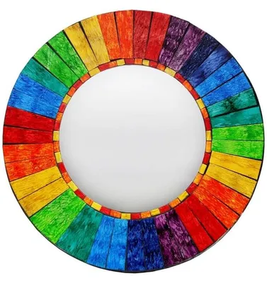 Runder Regenbogen-Mosaik-Wandspiegel, 40 cm, buntes Glas, Boho-Stil