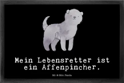 Produktbild von Mr. & Mrs. Panda fußmatte Affenpincher Lebensretter 40 x 60 cm - Schwarz - Geschenk, Schmutzfangmatte, Bodenvorleger, Fußabstreifer, Schmutzmatte, Türmatte