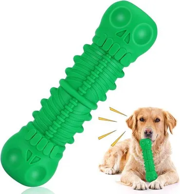 Immagine prodotto di Giocattolo per cani in gomma naturale, con fischietto, verde, taglia media-grande