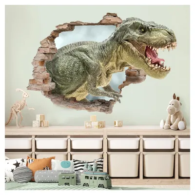 Zdjęcie produktu dla Trójwymiarowa naklejka na ścianę z motywem dinozaura dla dzieci
