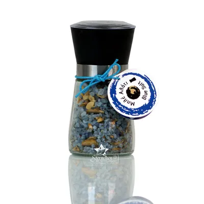 Produktbild von ELLIE 14830 Blau-Salzmischung mit Knoblauch in praktischer Mühle 160g von Kreta
