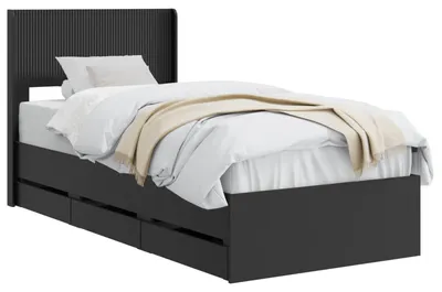 Immagine prodotto di vidaXL Struttura letto con contenitore e testiera, nero, 90 x 190 cm