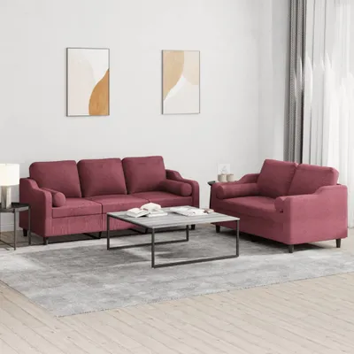 Produktbild von Maison Exclusive - 2-tlg. Sofagarnitur mit Kissen Weinrot Stoff