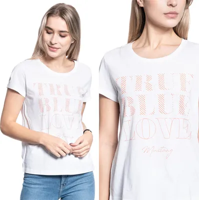 Produktbild von MUSTANG Damen, T-Shirt ALINA C PRINT, S, Weiß, sport, tshirt, shirt
