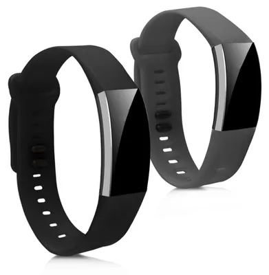 Produktbild von kwmobile 2x Uhrenarmband für Huawei Band 2 / Band 2 Pro Armband - Fitnesstracker Band Set aus TPU Silikon - Ersatzarmband Smartwatch - Grau Schwarz