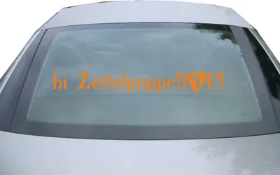 Produktbild von Indigos UG - Aufkleber Heckscheibe & Motorklappe DE2113 - orange - 600x85 mm - Zettelpuppe! I love you - Auto Scheiben Fenster Heckklappe Tuning Racing JDM - Die cut