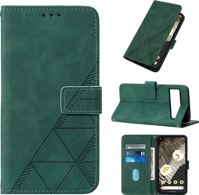 Produktbild von Hülle für Google Pixel 8 Pro Prägung Flip Leder Kartenfächer Schutzhülle mit Ständer Grün