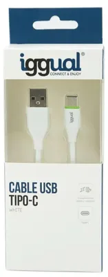 Produktbild von iggual IGG316948, 1 m, USB A, USB C, USB 2.0, Weiß