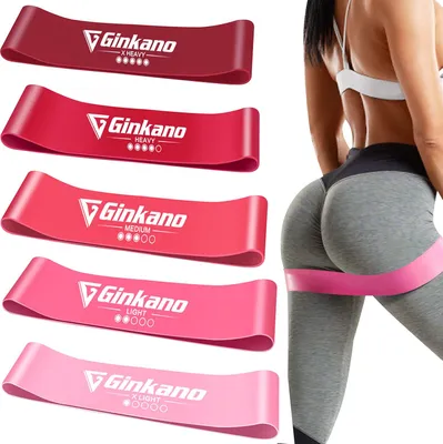 Produktbild von Widerstandsbänder, [5er Set] Fitnessband mit Bungsanleitung auf Deutsch & Tragebeutel Resistance Bands Gymnastikband aus Latex Für Muskelaufbau Pilates Yoga - Rot