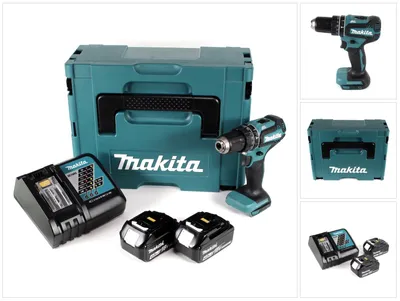 Produktbild von Makita DHP 485 RMJ 18 V Li-Ion Akku Schlagbohrschrauber im Makpac + 2 x 4,0 Ah Akku + Ladegerät