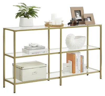 Imagen del producto de Mesa consola - Mesa auxiliar - Acero y vidrio - Estable y segura - 130 x 30 x 73 cm