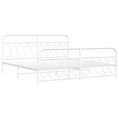 Produktbild von Bettgestell mit Kopf- und Fußteil Metall Weiß 200x200 cm
