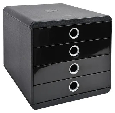 Produktbild von Exacompta Schubladenbox POP-BOX + 4 geschlossenen Laden, Schwarz Glossy, 314438D