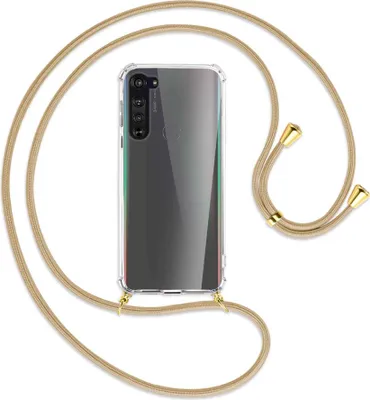 Produktbild von Handykette Backcover-Schutzhülle mit Band (Metall goldfarben) für Motorola Edge - caramel