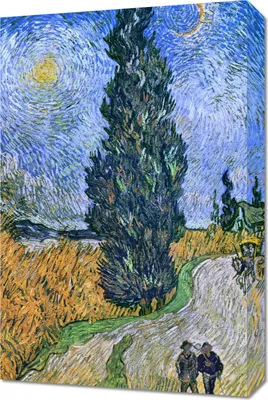 Immagine prodotto di Quadro 40x60 cm Strada con cipresso e stella, Van Gogh Vintage