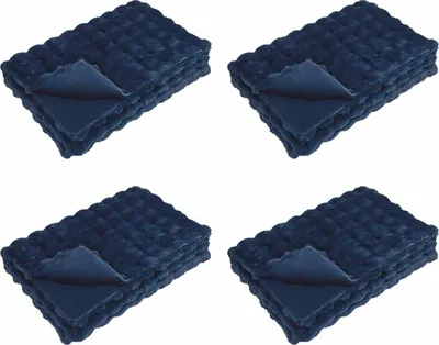 Produktbild von vidaXL Rutschfeste Decke aus Kunstkaninchenfell Olite 4 pcs Marineblau