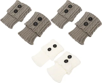 Produktbild von 3 Paar warme, gehäkelte Stulpen für Damen, kurze Beinstulpen mit Bündchen, ideal für Herbst und Winter.