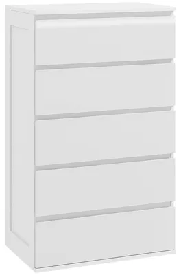 Immagine prodotto di Comodino - Comò - Mobile contenitore - Armadio contenitore - Mobile senza maniglie - Design moderno - 5 cassetti - Bianco