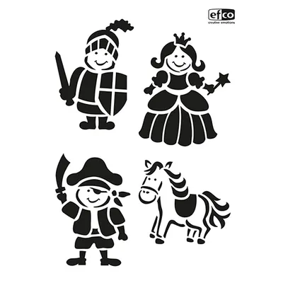 Produktbild von Stencil, Ritter / Prinzessin / Pirat 4-teilig