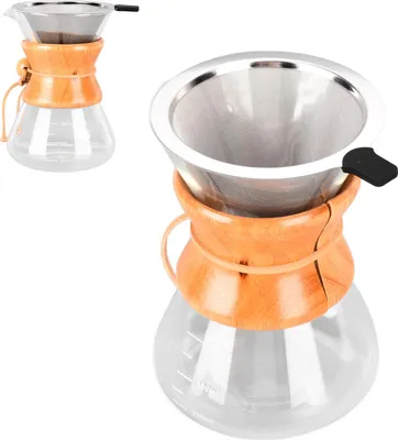 Image de Bouilloire à café en verre pour cafetière design simple et résistance à la chaleur avec filtre à café en acier inoxydable pour les amateurs de café600ml