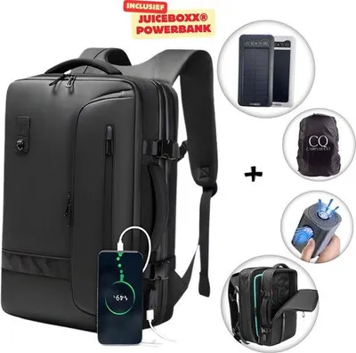 Productafbeelding van CarryQuest® - RZ/TX - Rugzak met vacuümisolatie, 60 liter, TSA-goedgekeurd, USB-C aansluiting, laptopvak, zwart