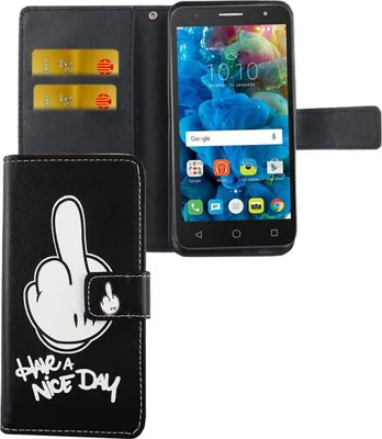 Produktbild von Handyhülle Tasche für Handy Alcatel Pop 4 5.0' Have A Nice Day Schwarz