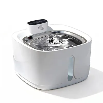 Produktbild von AjieQaQ Trinkbrunnen Kabellos für Katze, Wasserwanne aus Edelstahl mit Sensor 4000mAh Akku, 3 Modi und Leiser Pumpe