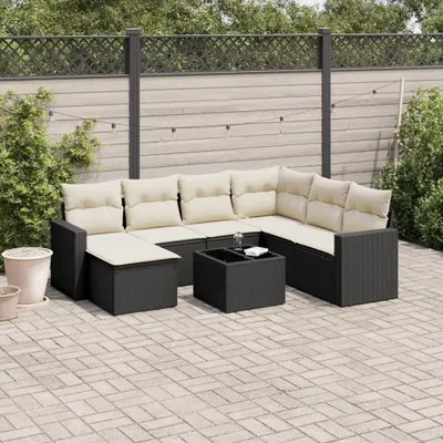 Produktbild von 8-tlg. Garten-Sofagarnitur - mit Kissen Schwarz Poly Rattan - Sitzgruppe 3251643