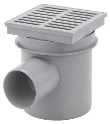 Zdjęcie produktu dla ACO odpływ do użytku wewnętrznego i zewnętrznego, 150 x 150 mm, kolor szary, DN75, odpływ poziomy