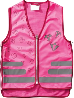 Produktbild von ROTH Warnweste für Kinder pink mit reflektierenden Elementen, größenverstellbar 5-8 Jahre, Motiv: Diamant