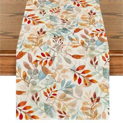Produktbild von Herbst Tischläufer 33 x 183cm, Herbst Dekoration Tischdecke, Farbe: Grün