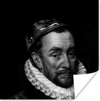 Produktbild von MuchoWow® Poster Porträt von Wilhelm I. - Adriaen Thomasz - Schwarz und Weiß 30x30 cm - Wandposter - Printing