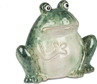 Produktbild von Dekofigur Frosch STEINOPTIK sitzend H. 16cm grau grün aus Steinzeug Formano S26