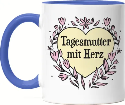 Produktbild von Tagesmutter mit Herz Tasse Blau Geschenkidee Zum Danke Sagen Beste Tagesmutter