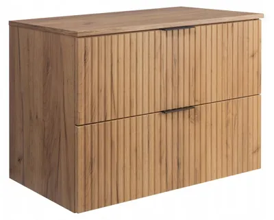 Zdjęcie produktu dla Szafka Łazienkowa Wisząca Pod Umywalkę Flisan 80X46 Cm Z Blatem Dąb Mdf