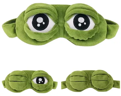 Produktbild von Schlafmaske mit Froschmotiv, flauschige Cartoon-Schlafmaske mit Froschmotiv, lustig und originell, 3D-Schlafmaske für Kinder, grüne Schlafmaske, geeignet für Erwachsene und Kinder
