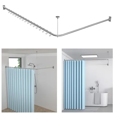 L-förmige Duschvorhangstange, verstellbar, 100-120 x 100-190 cm