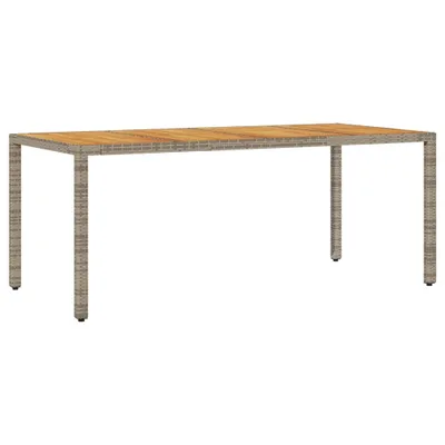 Obrázek produktu pro vidaXL Zahradní stůl s deskou z akáciového dřeva šedý 190x90x75cm polyratan