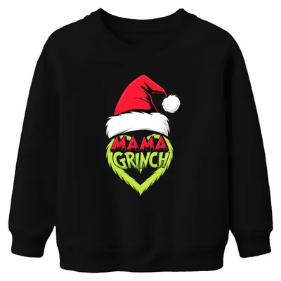 Produktbild von Mama Grinch Weihnachten Weihnachtsmütze Grinch Herz Kinder Sweatshirt Pullover, Schwarz, 140