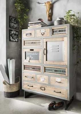 Produktbild von Unikat Hochkommode Vintage 1 aus Mangoholz 90 x 125 x 36 cm