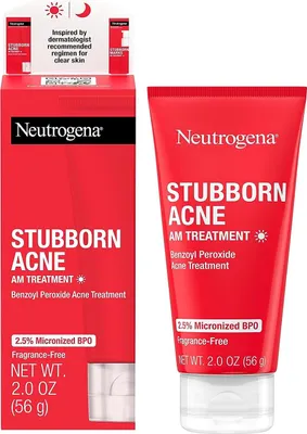 Produktbild von Gesichtscreme, Neutrogena, Hartnäckige Akne, gegen Pickel und Ausschlag, mit Benzoylperoxid 2,5%, Parabenfrei, 56gr