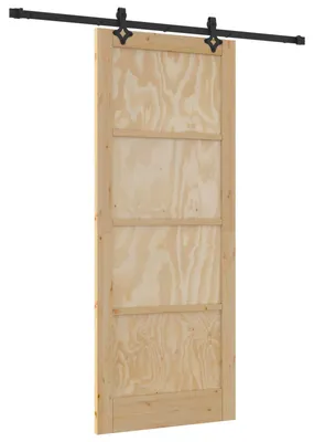 Image de Porte coulissante Naturel et noir 86 x 211 cm