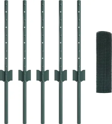 Produktbild von Möbel Schweißdrahtzaun mit 5 U-Pfosten Grün 0,4x10 m Stahl - Zaunzubehör 3336431