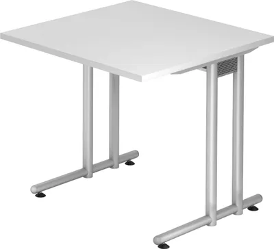 Produktbild von bümö Schreibtisch Serie-N - Nachbildung: Weiß, Größe: 80 x 80 cm